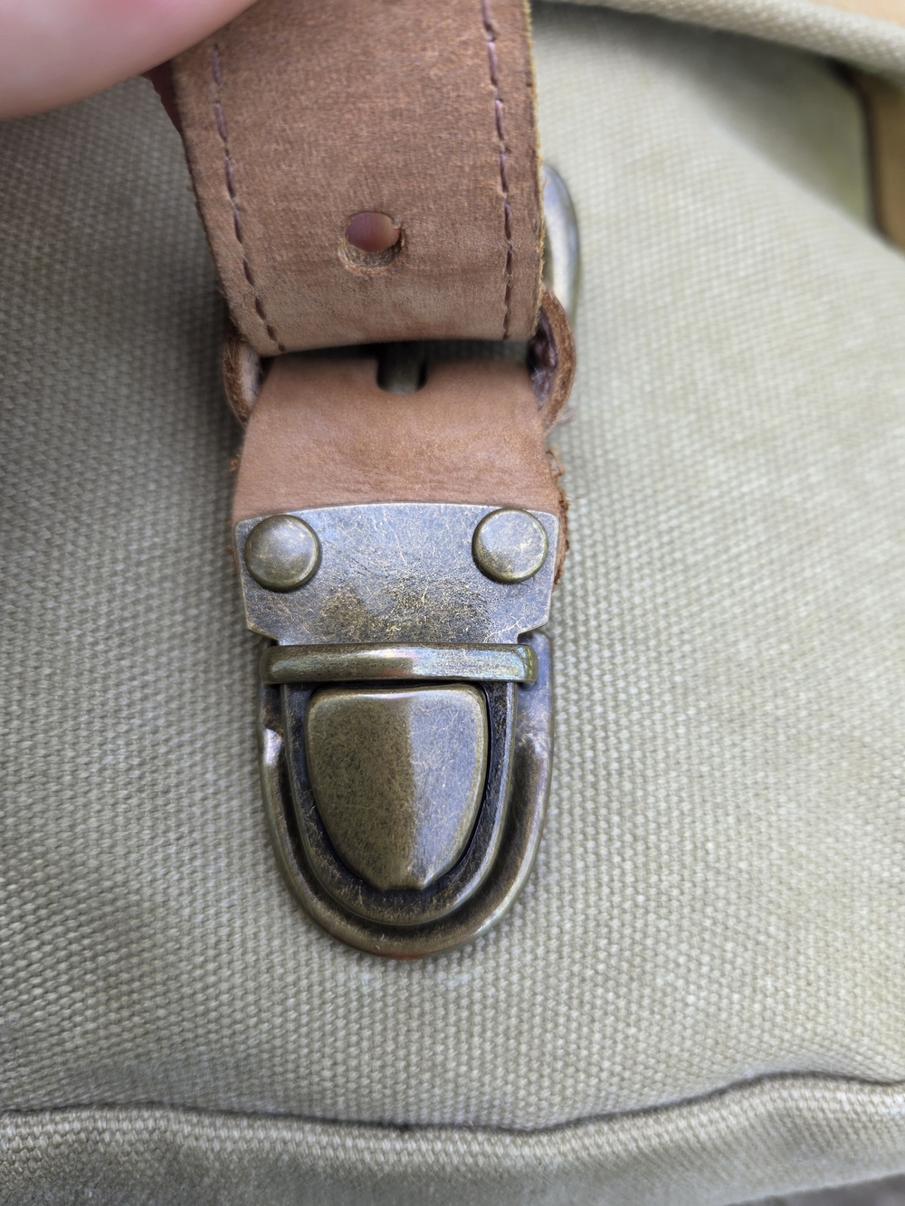 L.L. Bean Beige Canvas Messenger with Tan Leather Trim - Picture 10 of 16